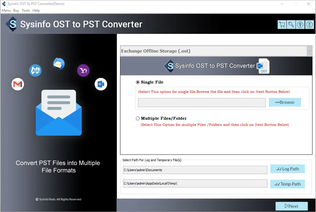 OST to PST Conversion Tool screenshot